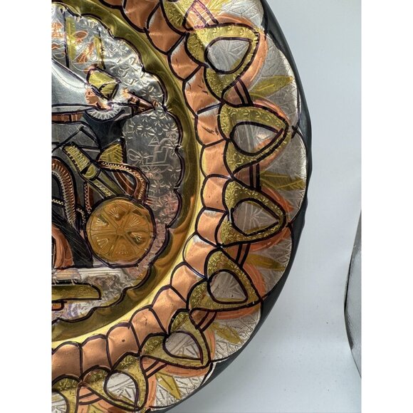 Vintage Egyptian Brass Wall Decor Plate King Ramses on a Chariot 11.5" - Picture 5 of 12